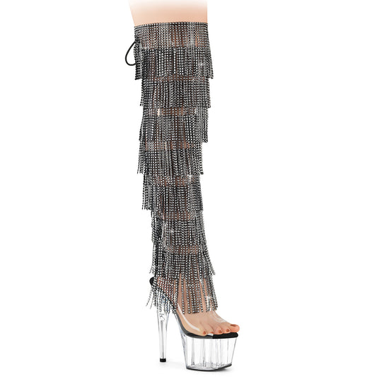 Pleaser Women's Platform Shoes ADORE-3019C-RSF Clr-Blk/Clr