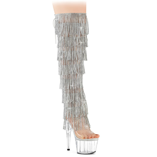 Pleaser Women's Platform Shoes ADORE-3019C-RSF Clr-Slv/Clr
