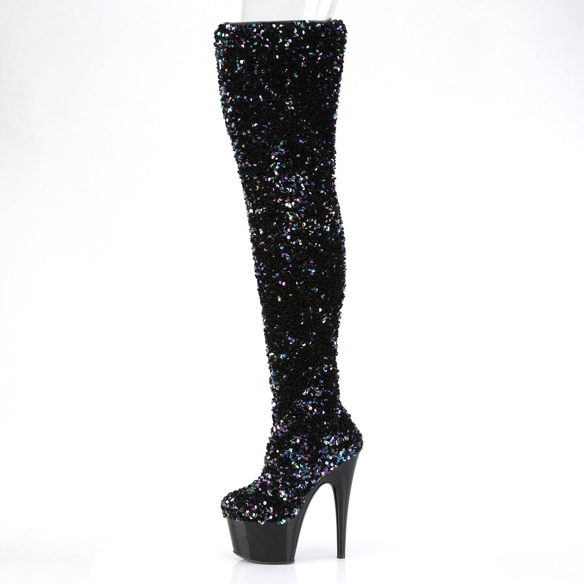Pleaser Womens Boots. ADORE-3020 BLK Multi Seuqins / BLK