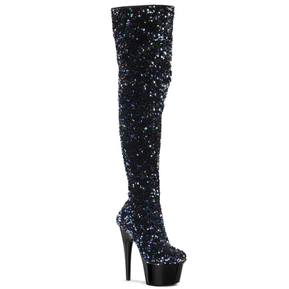Pleaser Womens Boots. ADORE-3020 BLK Multi Seuqins / BLK