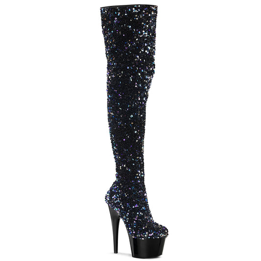 Pleaser Womens Boots. ADORE-3020 BLK Multi Seuqins / BLK