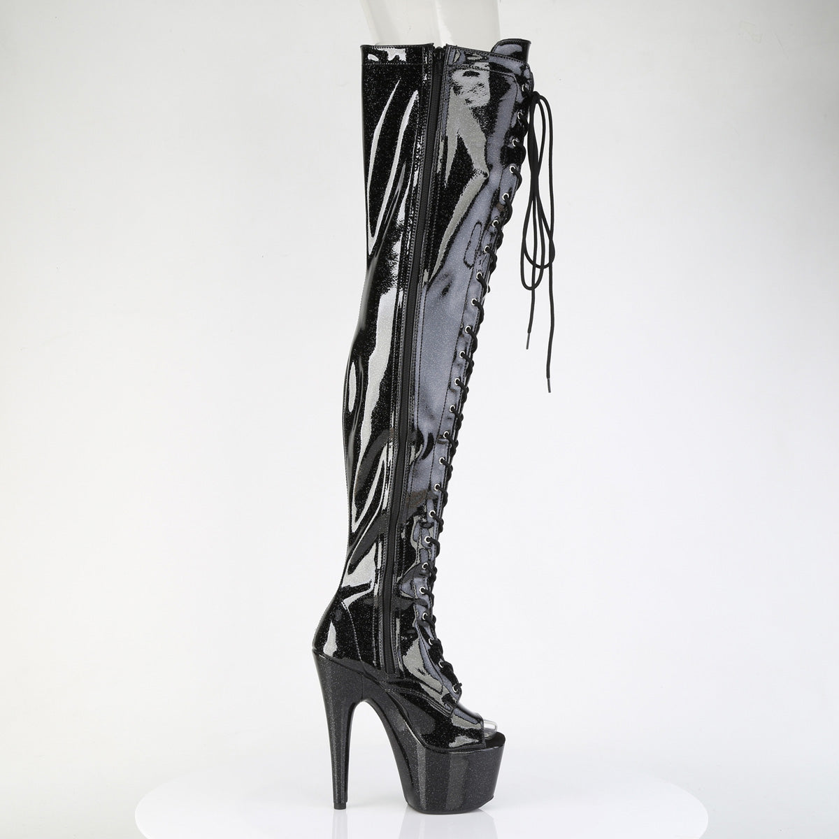 Pleaser Women's Platform Shoes ADORE-3021GP Blk Glitter Pat/M