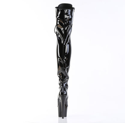 Pleaser Womens Boots. ADORE-3023 BLK STR Pat / BLK