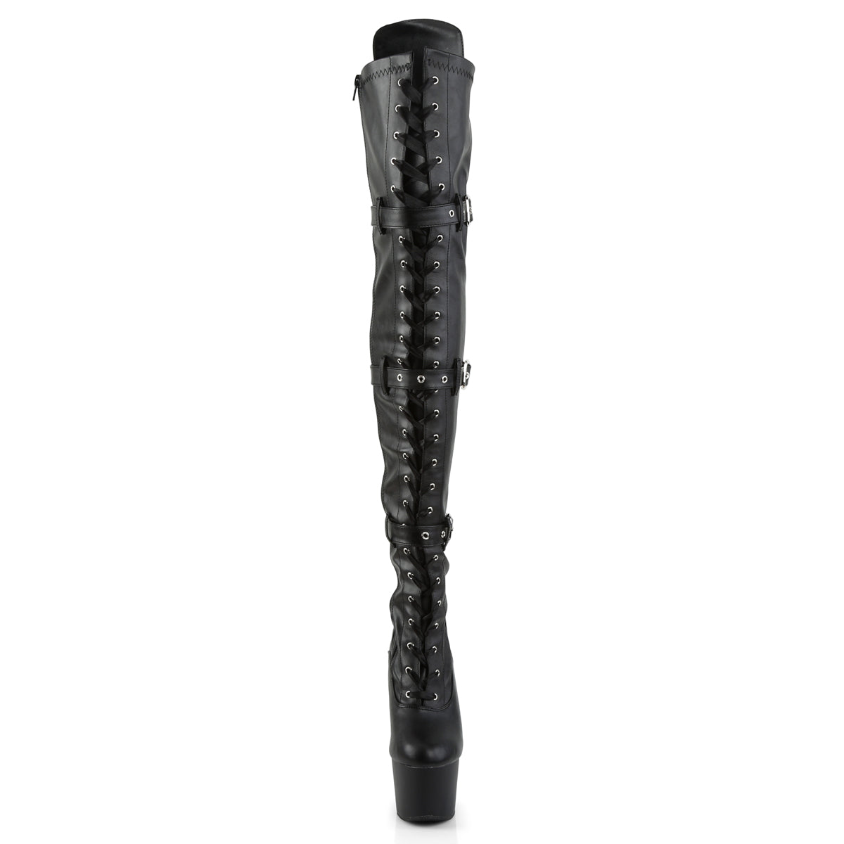 Pleaser Womens Boots. ADORE-3028 BLK Str Faux Leder / BLK Matte