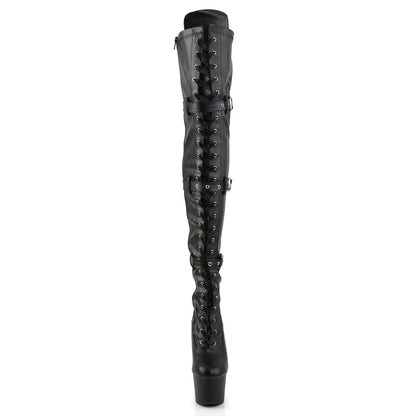 Pleaser Womens Boots. ADORE-3028 BLK Str Faux Leder / BLK Matte