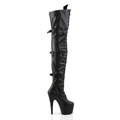 Pleaser Womens Boots. ADORE-3028 BLK Str Faux Leder / BLK Matte