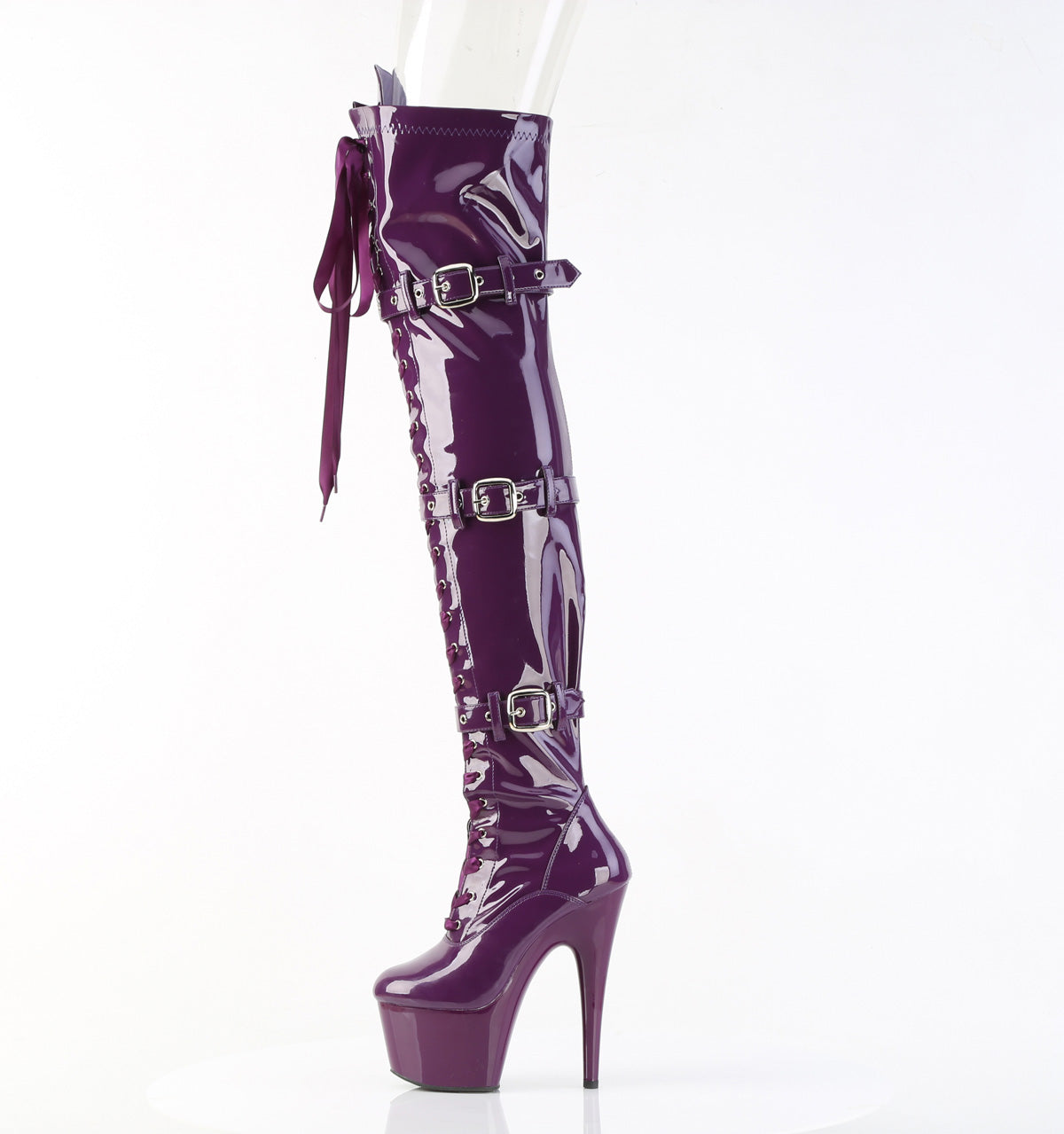 Pleaser Women's Platform Shoes ADORE-3028 Purple Str. Pat/Purple