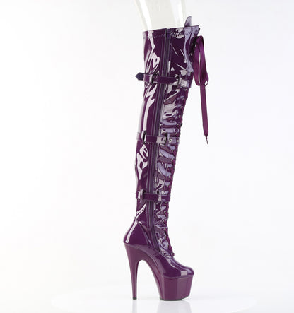 Pleaser Women's Platform Shoes ADORE-3028 Purple Str. Pat/Purple