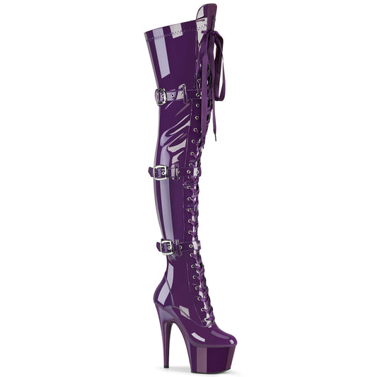 Pleaser Women's Platform Shoes ADORE-3028 Purple Str. Pat/Purple