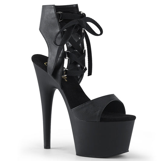 Pleaser Womens Sandals ADORE-700-14 Blk Faux Leather/Blk Matte