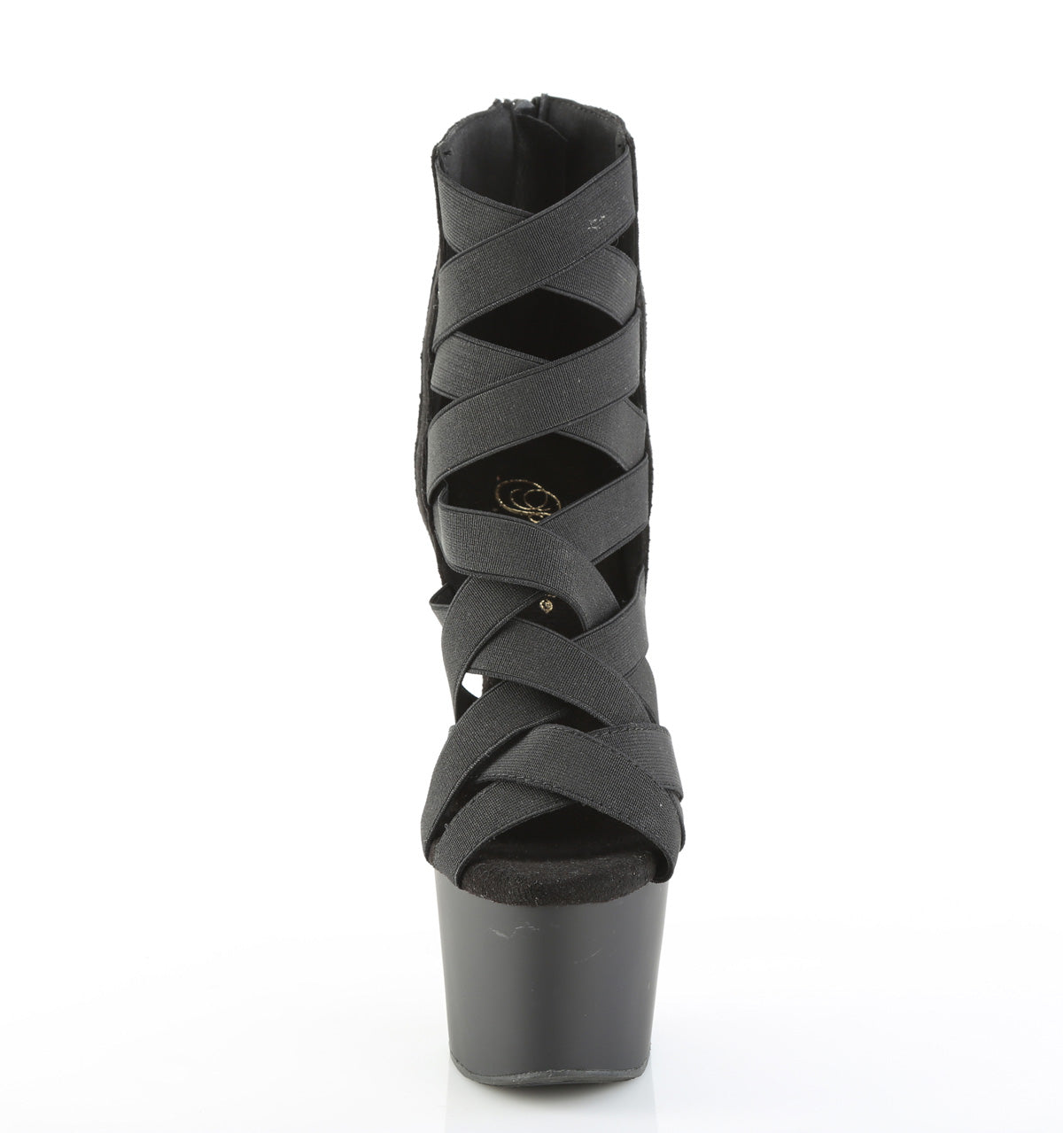 Pleaser Women's Platform Shoes ADORE-700-24 Blk Elastic Band-Microfiber/Blk Matte