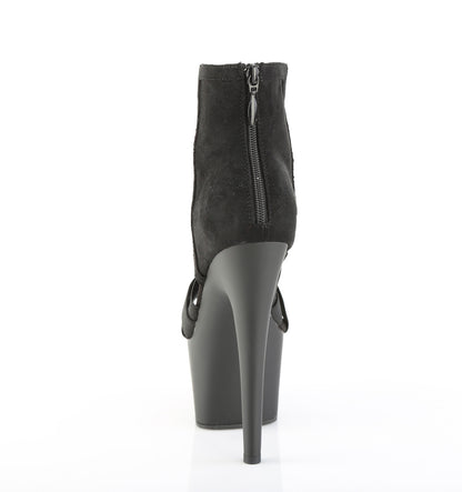 Pleaser Women's Platform Shoes ADORE-700-24 Blk Elastic Band-Microfiber/Blk Matte