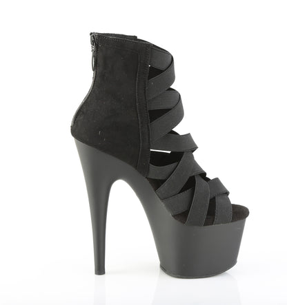 Pleaser Women's Platform Shoes ADORE-700-24 Blk Elastic Band-Microfiber/Blk Matte