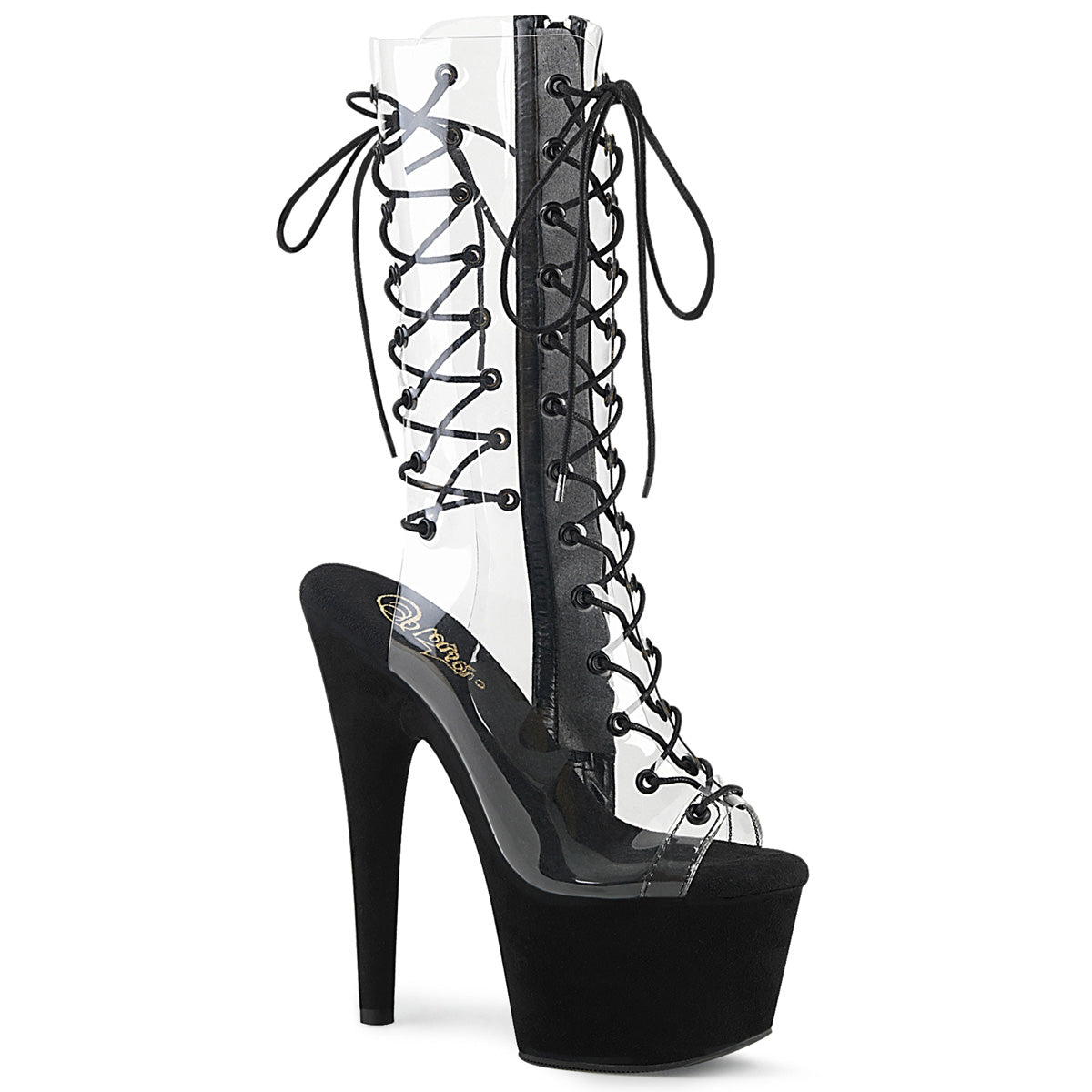 Pleaser Womens Ankle Boots ADORE-700-60FS Clr/Blk Faux Suede