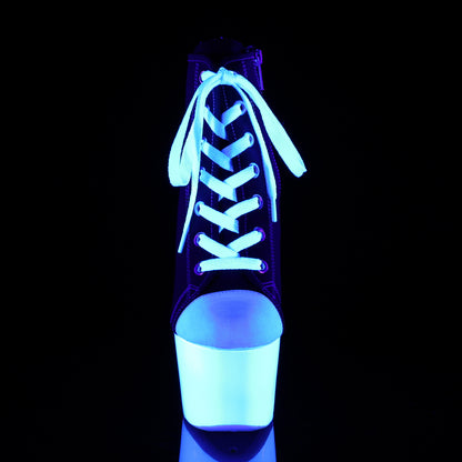 Pleaser Damen Knöchelstiefel ADORE-700SK-02 BLK-Leinwand / Neonweiß