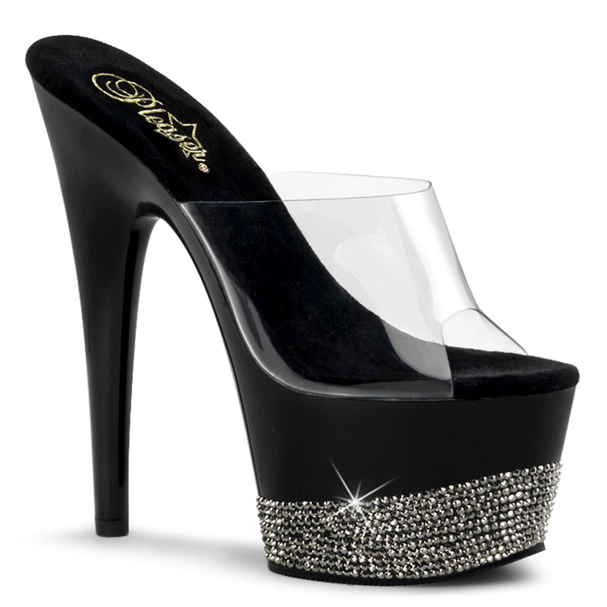 Pleaser Damen Sandalen ADORE-701-3 CLR / BLK-PEWTER RS