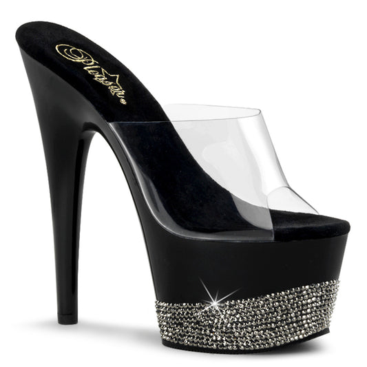 Pleaser Damen Sandalen ADORE-701-3 CLR / BLK-PEWTER RS