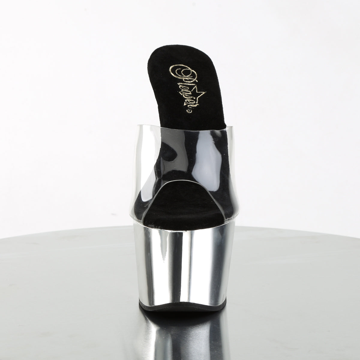 Pleaser Womens Sandals ADORE-701 Clr/Slv Chrome
