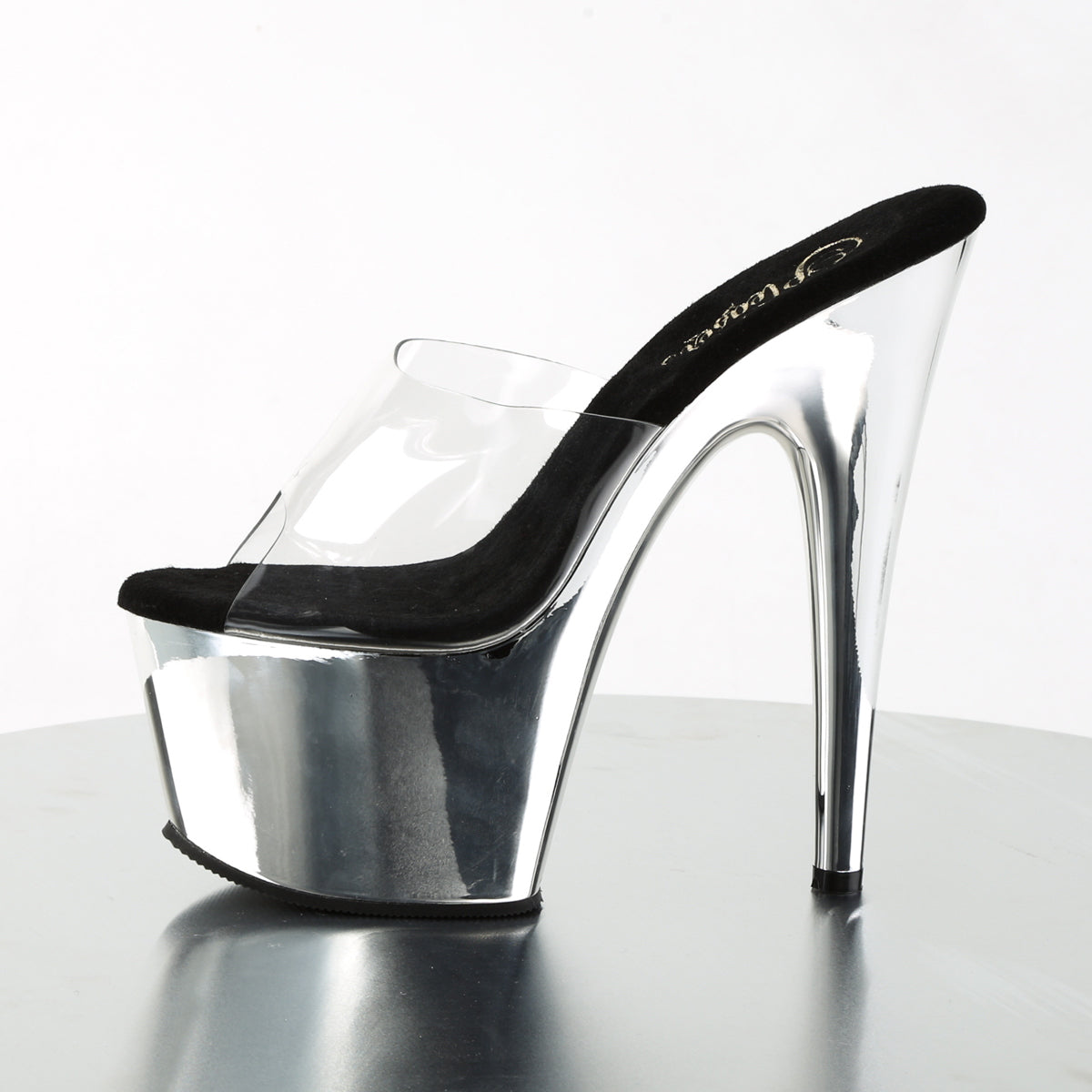 Pleaser Womens Sandals ADORE-701 Clr/Slv Chrome