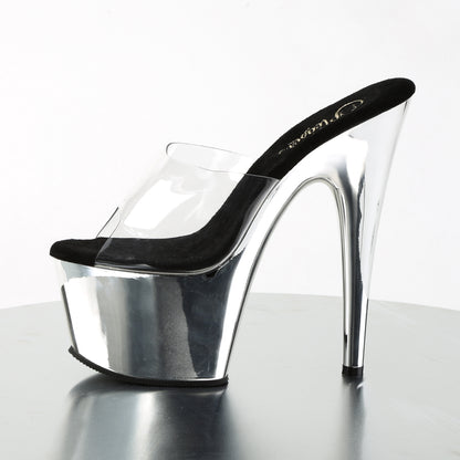 Pleaser Womens Sandals ADORE-701 Clr/Slv Chrome