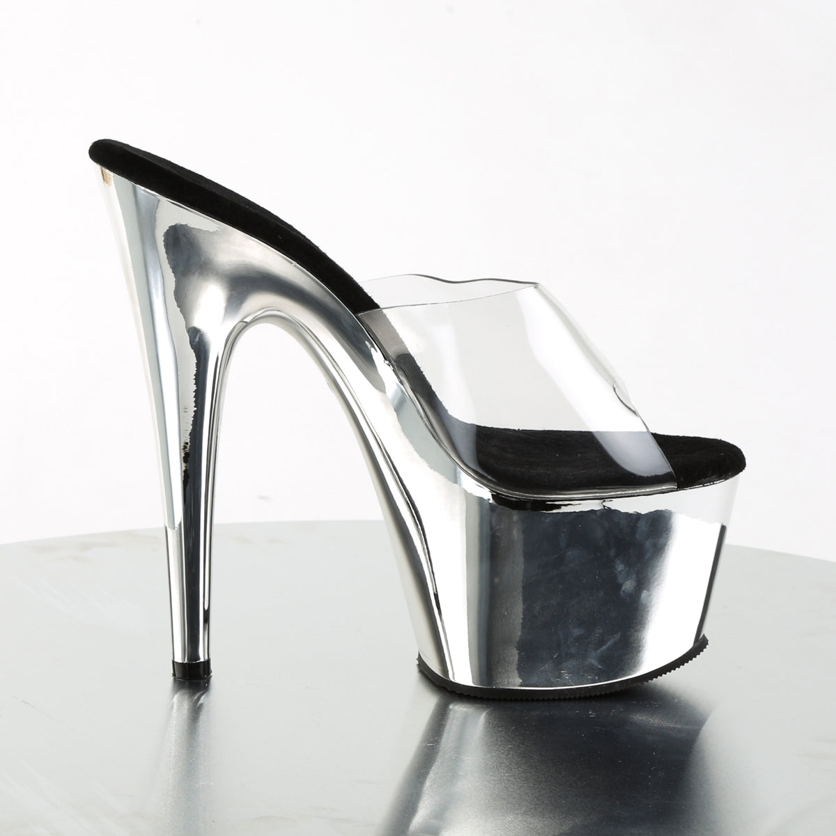 Pleaser Womens Sandals ADORE-701 Clr/Slv Chrome