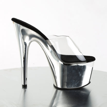 Pleaser Womens Sandals ADORE-701 Clr/Slv Chrome