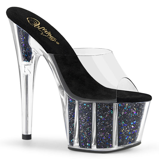 Pleaser Damen Sandalen ADORE-701cg CLR / BLK Confetti Glitter