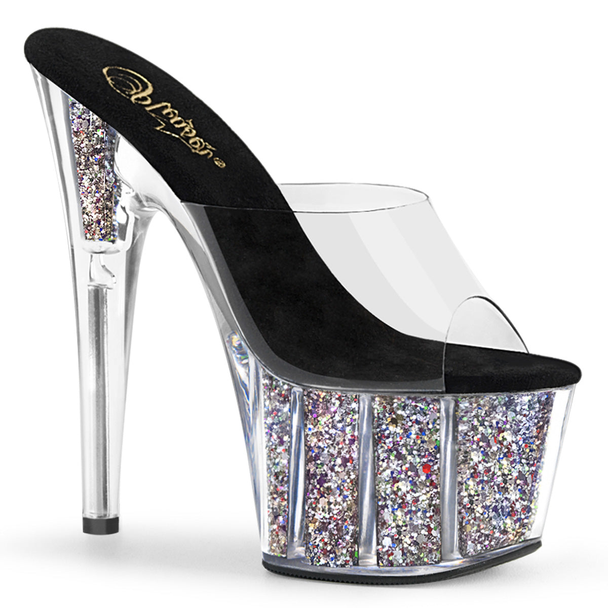 Pleaser Damen Sandalen ADORE-701cg CLR / SLV Confetti Glitter