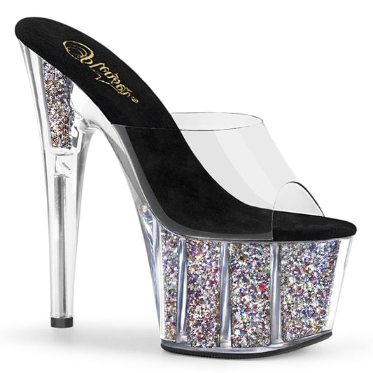 Pleaser Damen Sandalen ADORE-701cg CLR / SLV Confetti Glitter