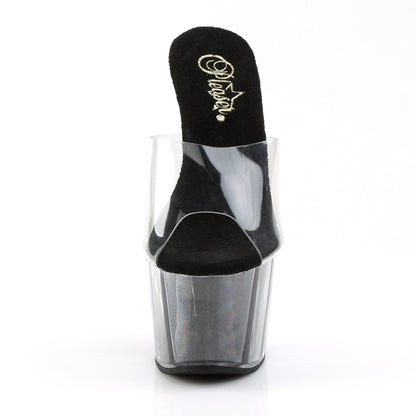 Pleaser Womens Sandals ADORE-701G Clr/Blk Gltr