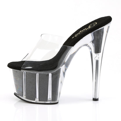 Pleaser Womens Sandals ADORE-701G Clr/Blk Gltr