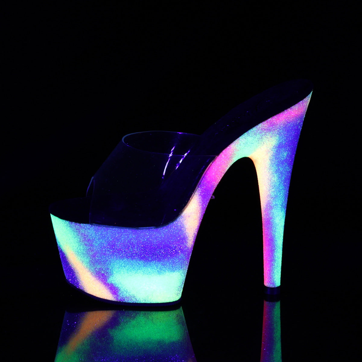 Pleaser Damen Sandalen ADORE-701Gxy CLR / Neon Galaxy Mini Glitter
