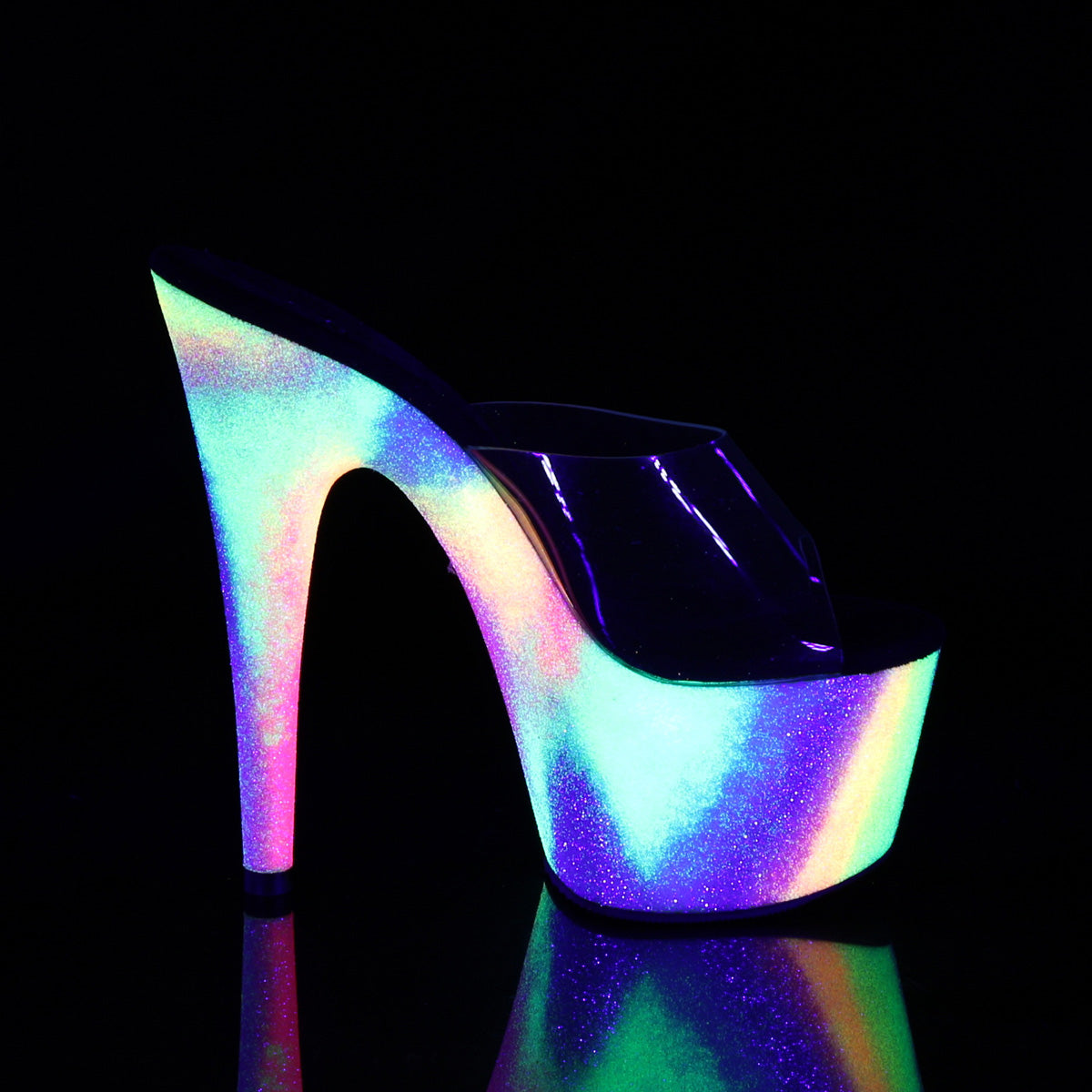 Pleaser Damen Sandalen ADORE-701Gxy CLR / Neon Galaxy Mini Glitter