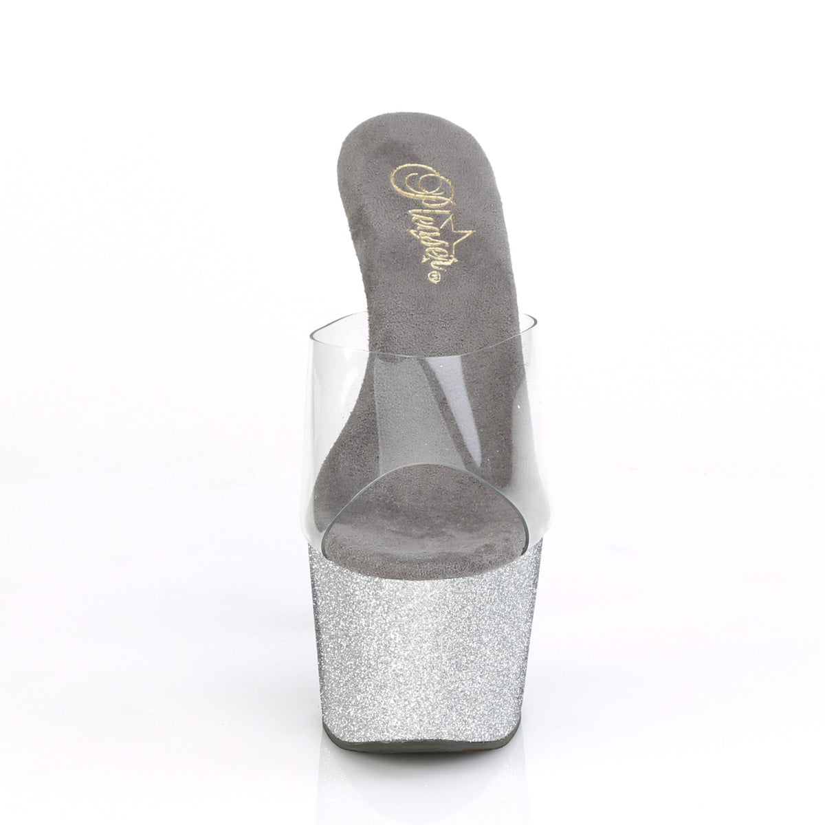 Pleaser Damen Sandalen ADORE-701ombre CLR / SLV-BLK Ombre Mini Glitter