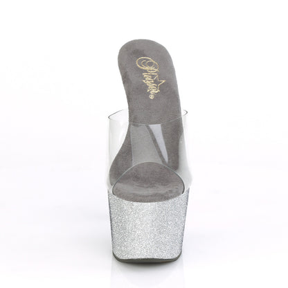Pleaser Damen Sandalen ADORE-701ombre CLR / SLV-BLK Ombre Mini Glitter
