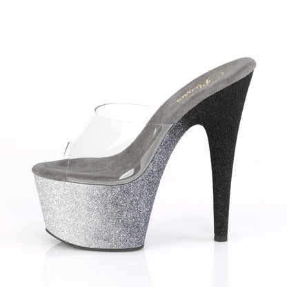 Pleaser Damen Sandalen ADORE-701ombre CLR / SLV-BLK Ombre Mini Glitter