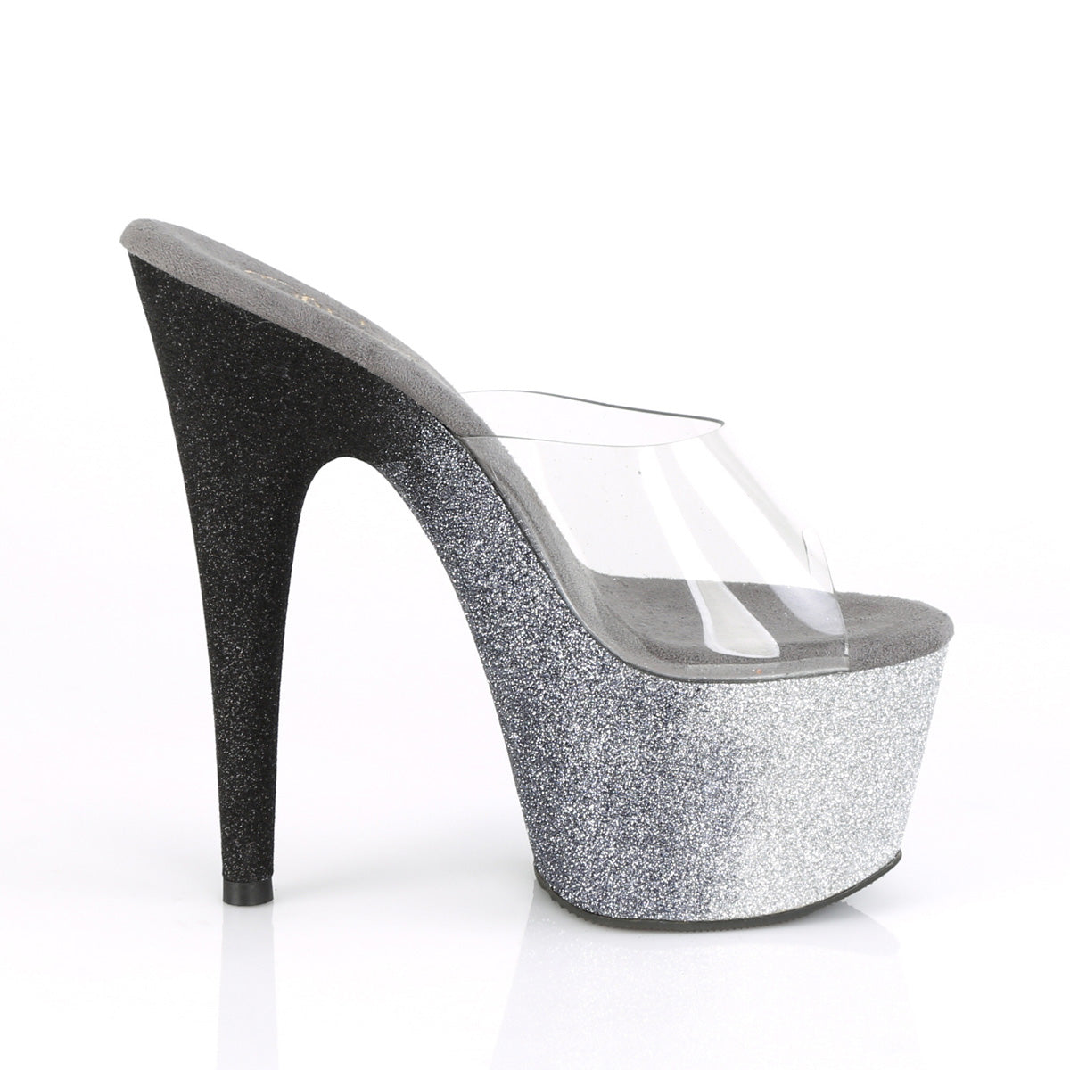 Pleaser Damen Sandalen ADORE-701ombre CLR / SLV-BLK Ombre Mini Glitter