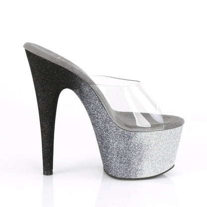 Pleaser Damen Sandalen ADORE-701ombre CLR / SLV-BLK Ombre Mini Glitter