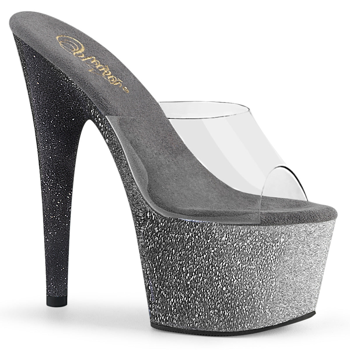 Pleaser Damen Sandalen ADORE-701ombre CLR / SLV-BLK Ombre Mini Glitter
