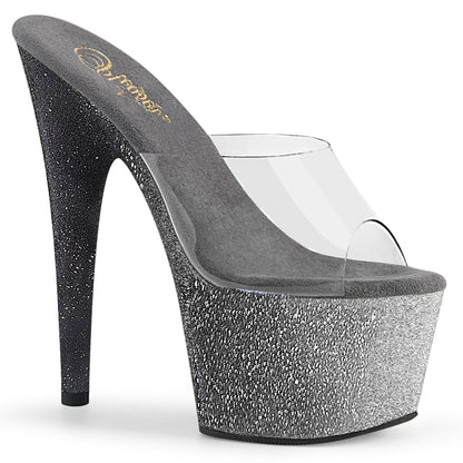 Pleaser Damen Sandalen ADORE-701ombre CLR / SLV-BLK Ombre Mini Glitter