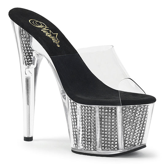 Pleaser Womens Sandals ADORE-701SRS Clr/Blk SRS