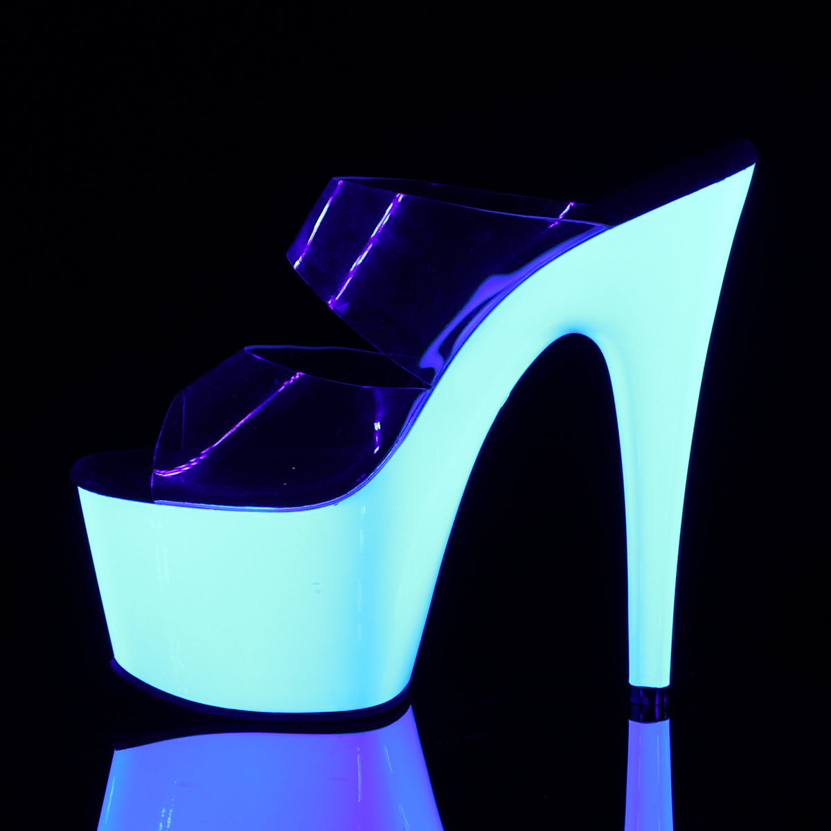 Pleaser Womens Sandals ADORE-702UV Clr/Neon Wht