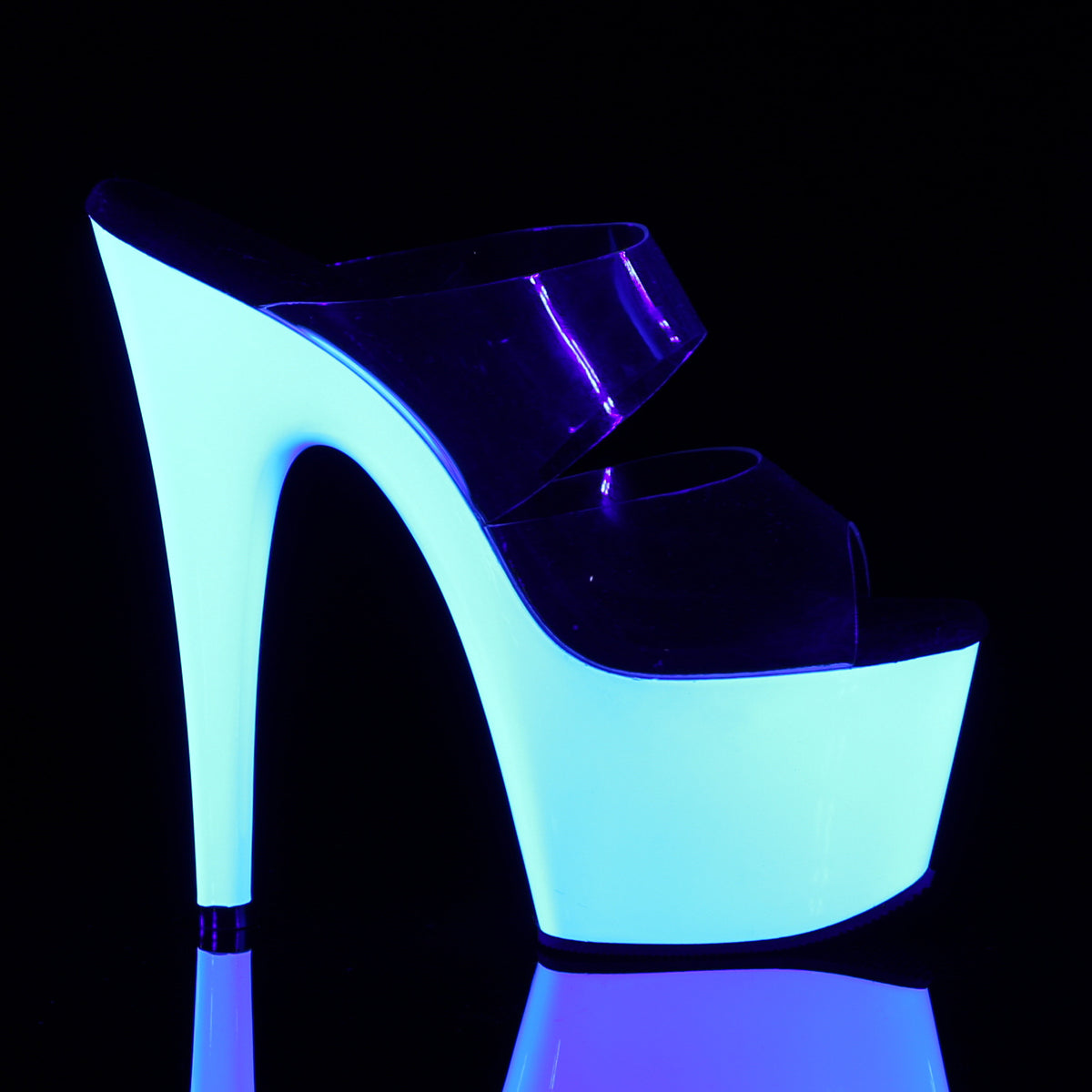 Pleaser Womens Sandals ADORE-702UV Clr/Neon Wht