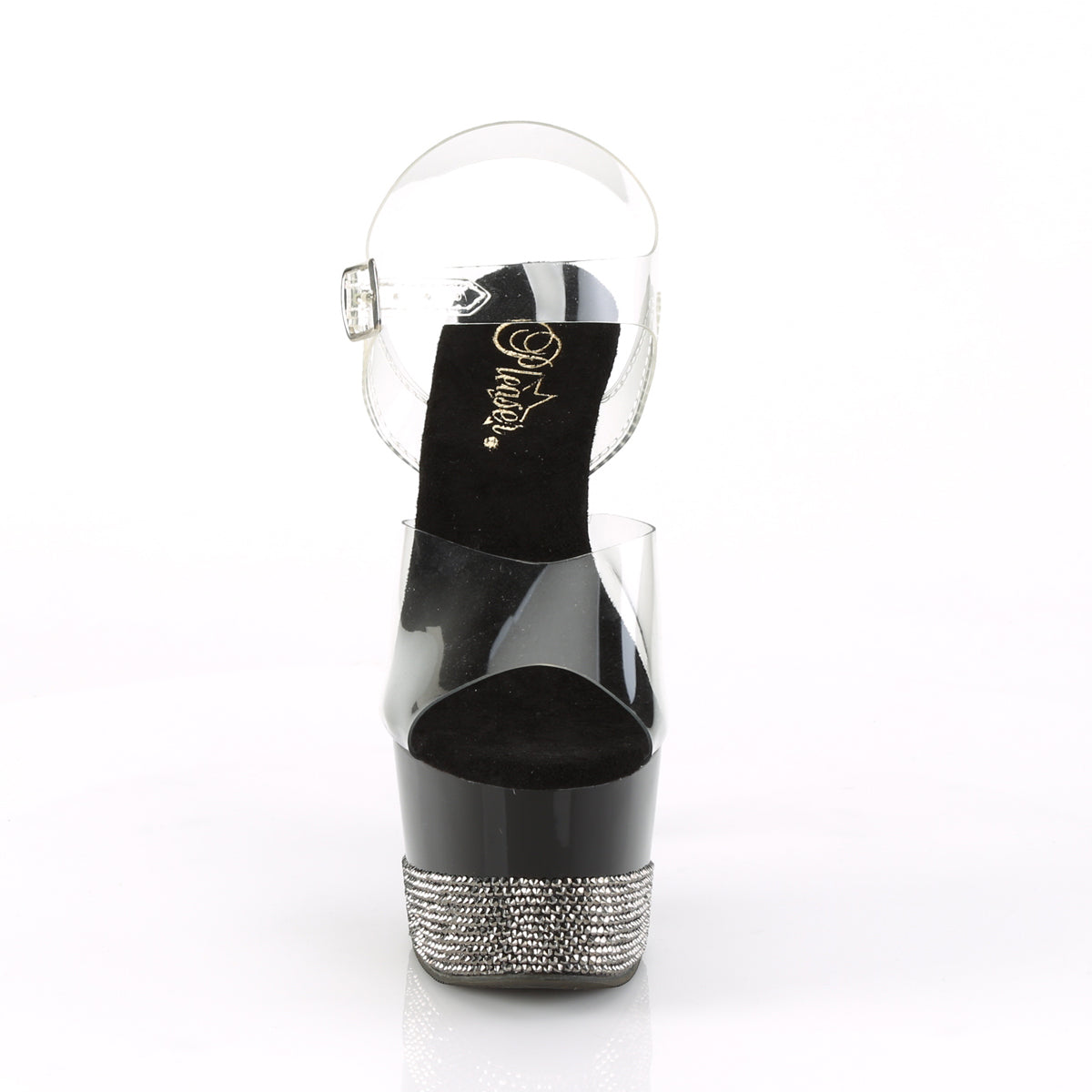 Pleaser Womens Sandals ADORE-708-3 Clr/Blk-Pewter RS