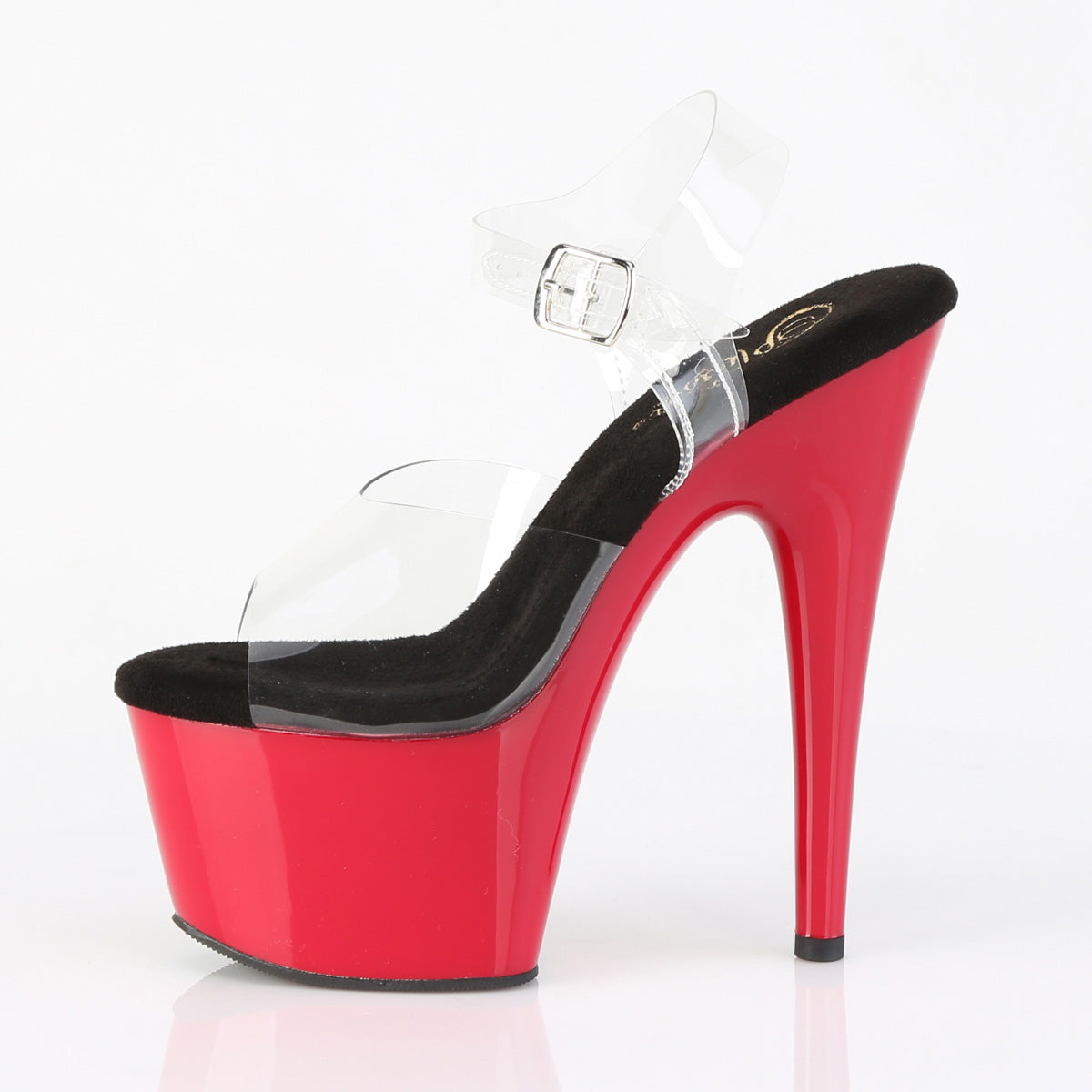 Pleaser Women's Platform Shoes ADORE-708 Clr-Blk/Red