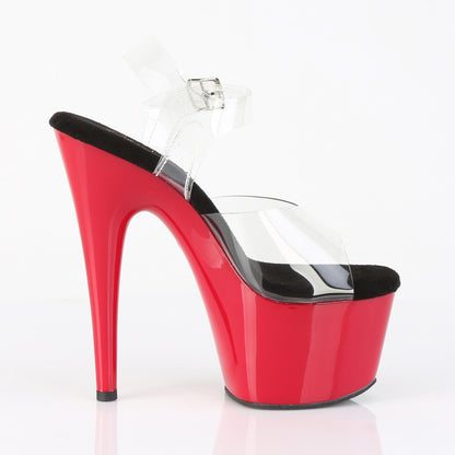 Pleaser Women's Platform Shoes ADORE-708 Clr-Blk/Red
