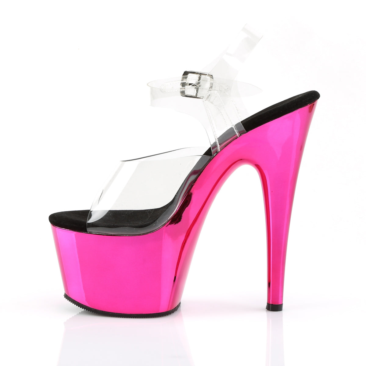 Pleaser Womens Sandals ADORE-708 Clr/H. Pink Chrome