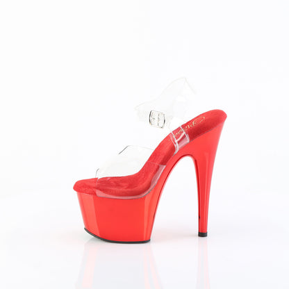 Pleaser Women's Platform Shoes ADORE-708 Clr-Matching/Red Chrome