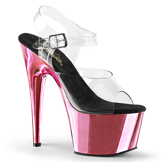 Pleaser Womens Sandals ADORE-708 Clr/B. Pink Chrome