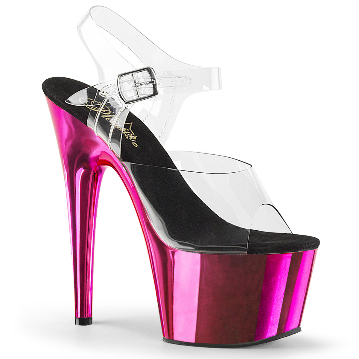 Pleaser Womens Sandals ADORE-708 Clr/H. Pink Chrome